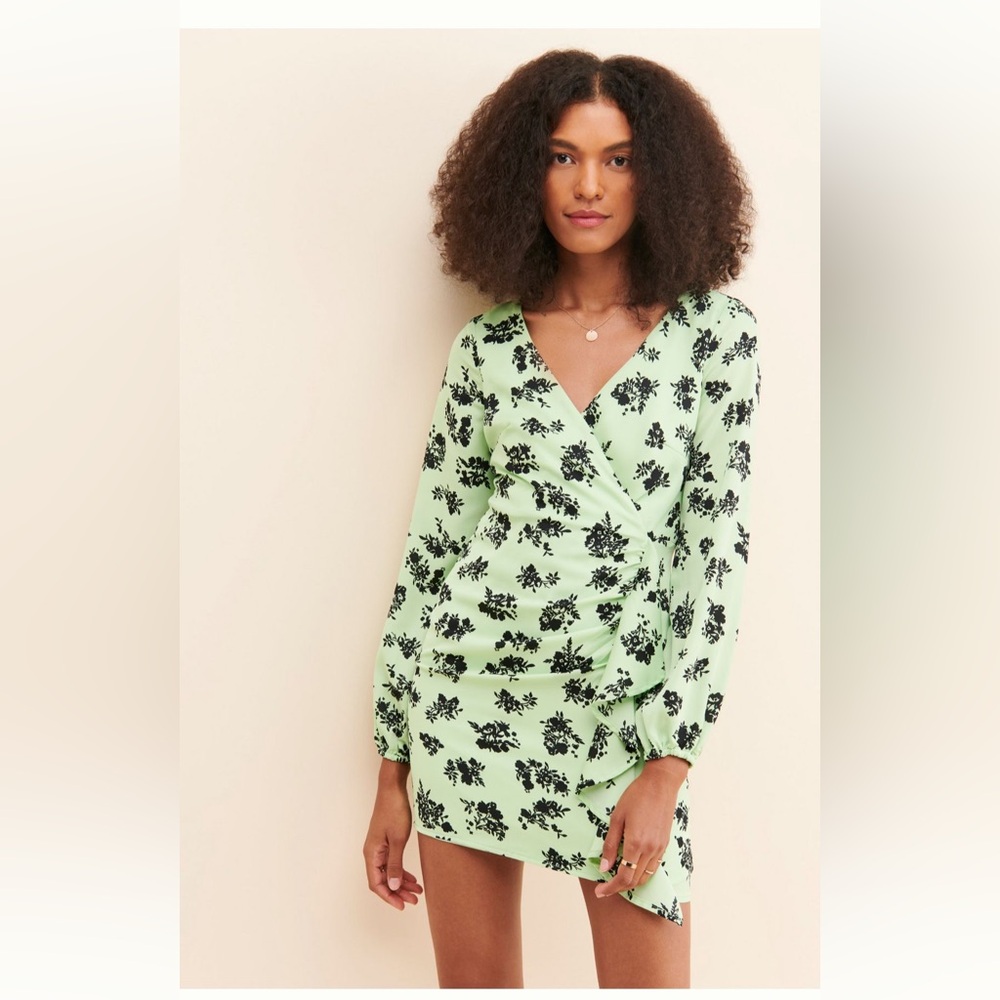 anthropologie green floral dress